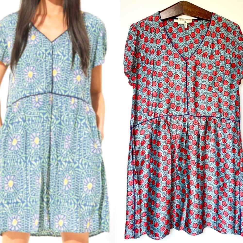 Chic Floral Blue and Red Mini Dress
